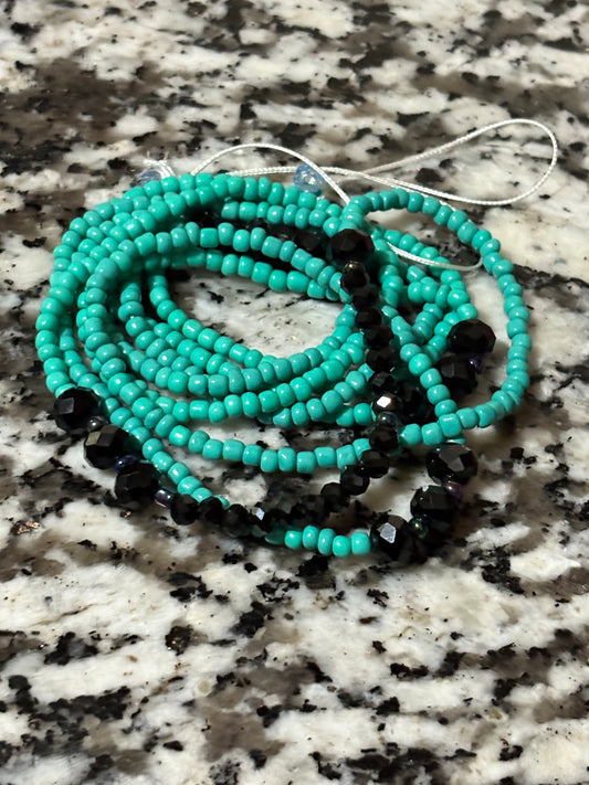 Turquoise & Black Diamond Waist Beads