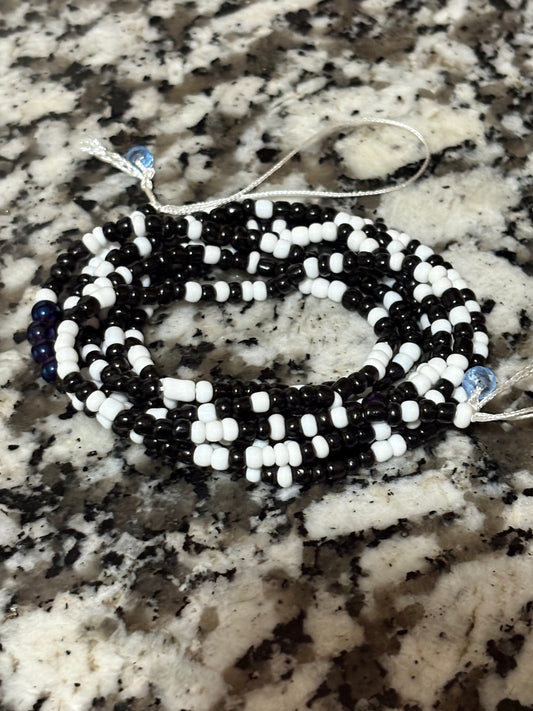 ✨ Unity Waist Beads – Black & White Harmony ✨